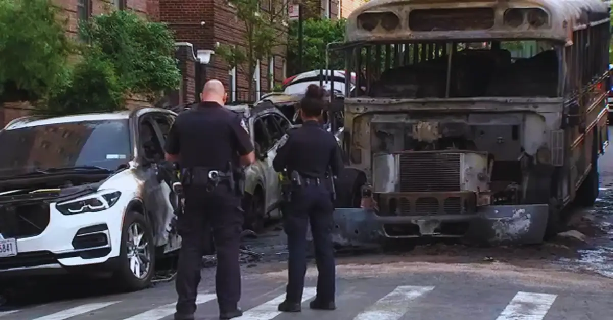 Rego Park, Queens School Bus, Automobiles Burned; Bus Driver Saves 6 Pupils
